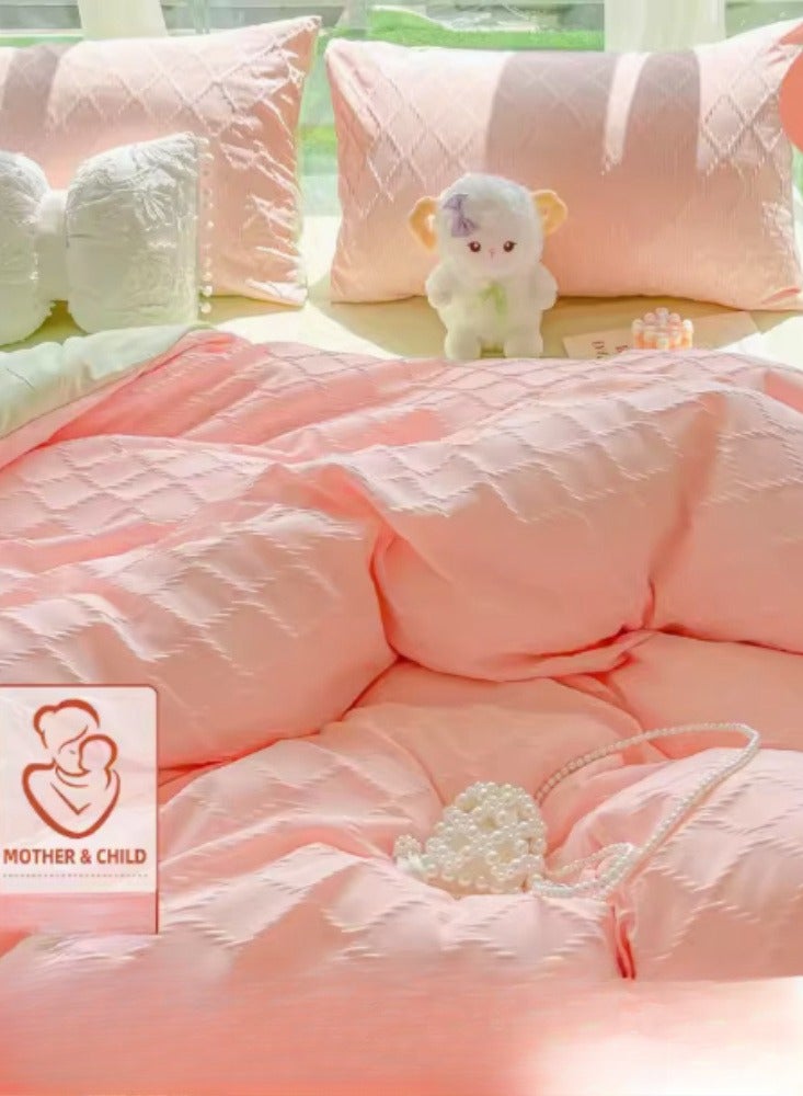 Washing Cotton Four Piece Set AB Double-sided Four Season Usable Mother And Baby Environmentally Friendly Fabric, Full Of Comfort 1.5m Bed Sheet Four Piece Set 【Suitable for 200 * 230cm Quilt】 - Image 1